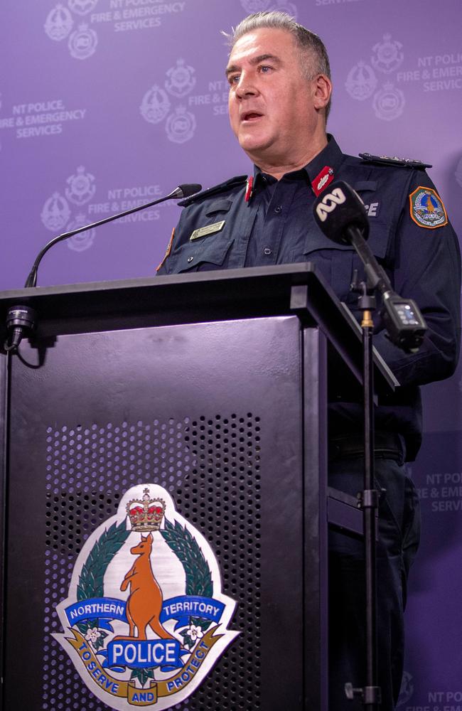 Michael Murphy, the Northern Territory's police commissioner, speaks during a press conference in Darwin on September 8, 2023. Photo by PEMA TAMANG PAKHRIN