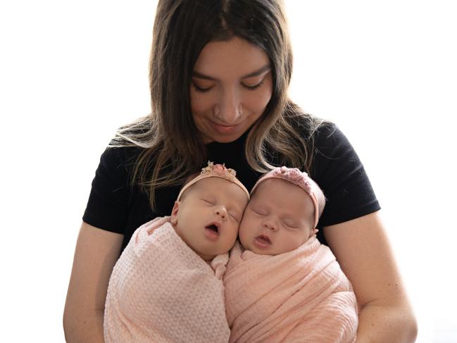 Taylor Whitcombe with her twins Noah and Delilah. Picture: Supplied