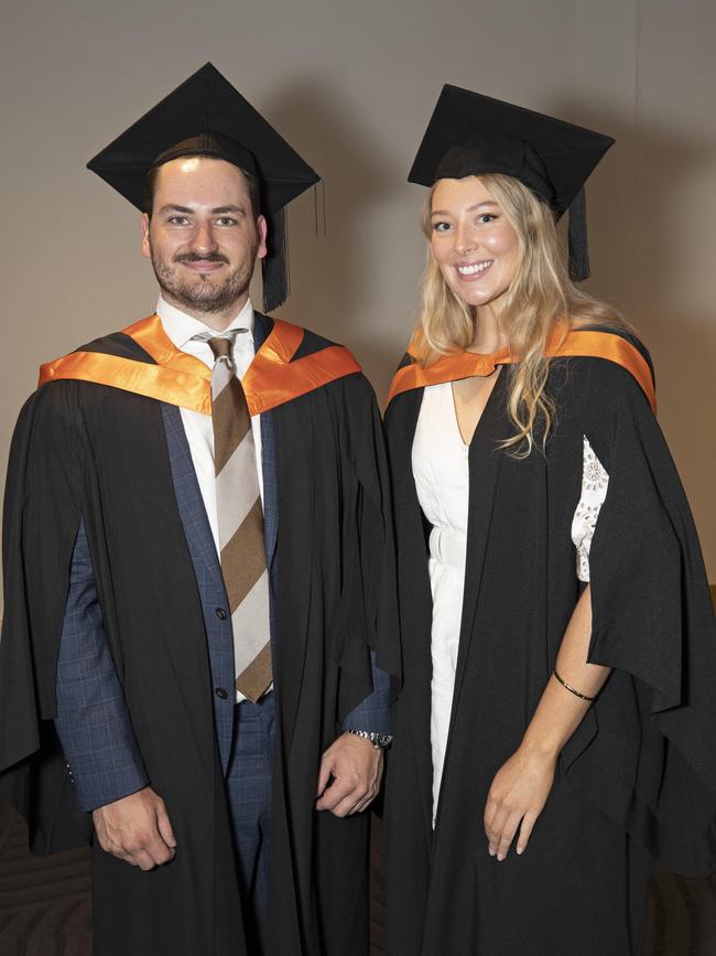 UTAS graduations at Hobart, Geoff Bellgrove and Madeline Direen. Picture Chris Kidd