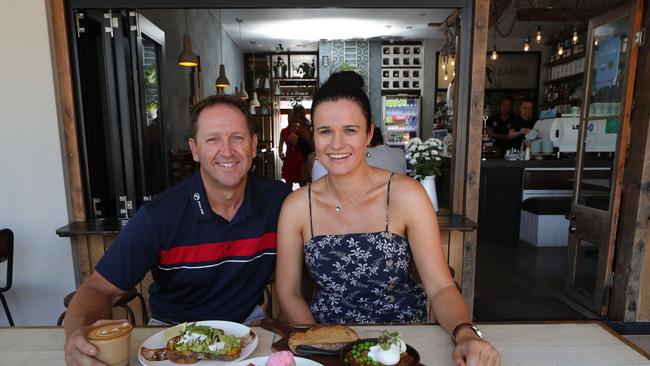 Owners Peter Tutton and Jess Winters at Double Barrel Kitchen at Mermaid Waters. Picture: Glenn Hampson