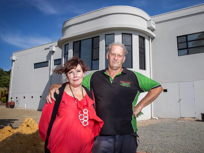 MELBOURNE, JANUARY 12, 2023: Terry and Andrea Conder have been building their dream home for more than six years and still need to spend more than $350,000 to complete it. They are just one of the customers left in limbo after the collapse of major Melbourne residential builder Hallbury Homes. Picture: Mark Stewart