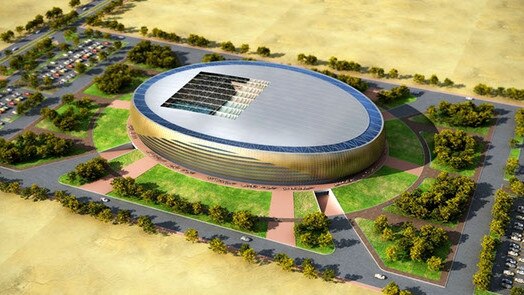 An artist impression of a multi-use stadium designed by Egyptian architect Mohamed EL Brombaly. It is the basis for the boutique stadium Mayor Tom Tate has flagged.