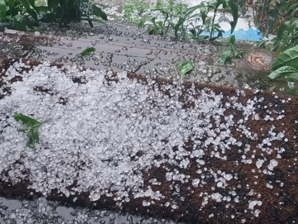 Hail that fell at Witta in the Sunshine Coast hinterland. Picture: Supplied