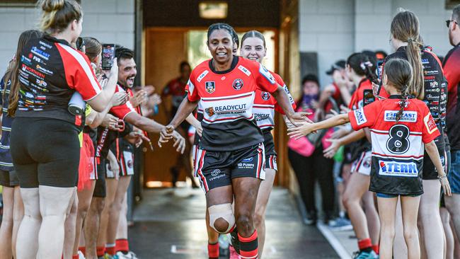 Shari Togo leads the Litchfield Bears against the Darwin Brothers in the 2023 NRL NT prelim final. Picture: Pema Tamang Pakhrin