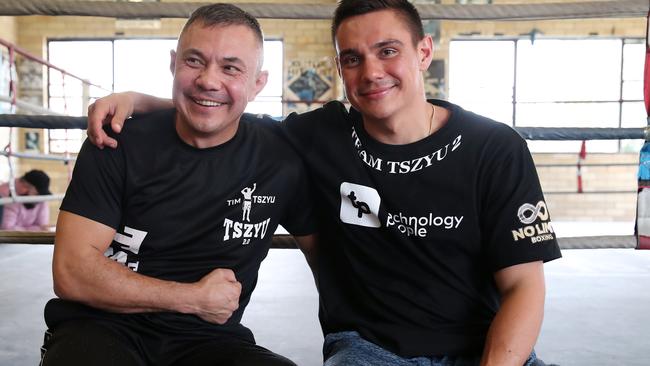 Australian Boxing star Kostya Tszyu pictured with his son Tim Tszyu ahead of Tim's fight with Jack Brubaker. Picture: David Swift.