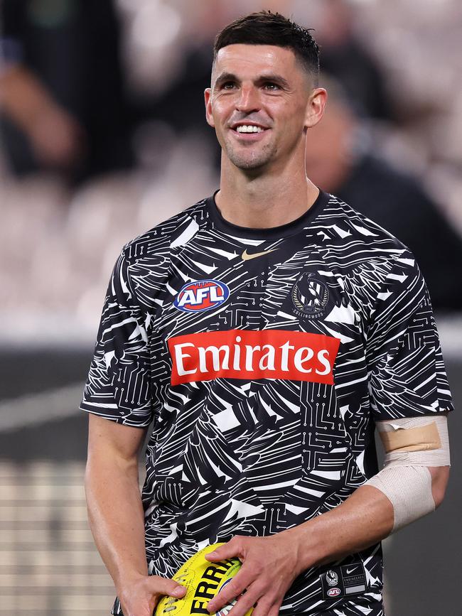 And was all smiles during the warm-up. Picture: Mark Stewart