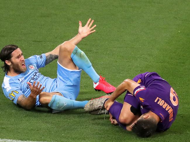 The incident: Joshua Brillante collides with Bruno Fornaroli.