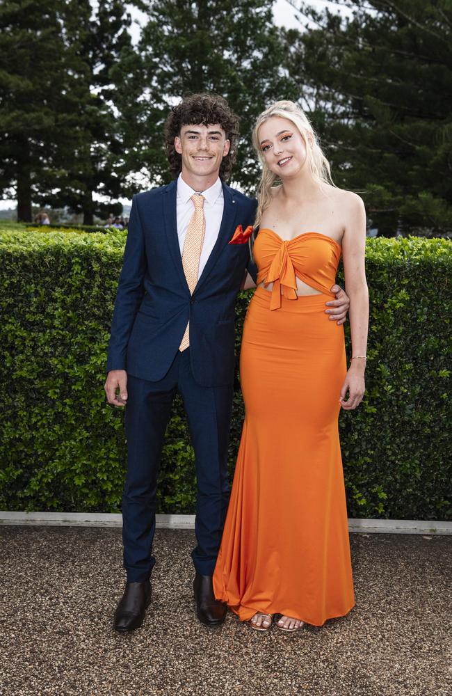 Jonty Barnes and Tahlia Hess at Centenary Heights State High School formal at Picnic Point, Friday, November 15, 2024. Picture: Kevin Farmer