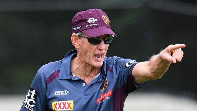 Broncos coach Wayne Bennett is seen during a Brisbane Broncos training session at Clive Berghofer Field in Brisbane, Thursday, March 29, 2018. The Broncos are playing their round four NRL match against the Gold Coast Titans on Sunday in Brisbane. (AAP Image/Darren England) NO ARCHIVING, EDITORIAL USE ONLY