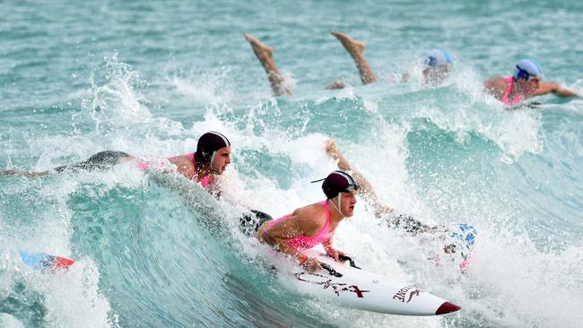 Action in the men's board rescue.