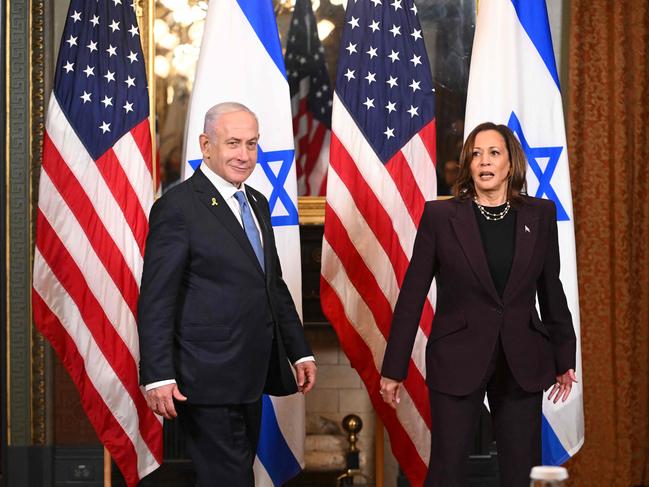 US Vice President Kamala Harris and Israeli Prime Minister Benjamin Netanyahu in Washington in July. The two countries remain staunch allies. Picture: AFP.