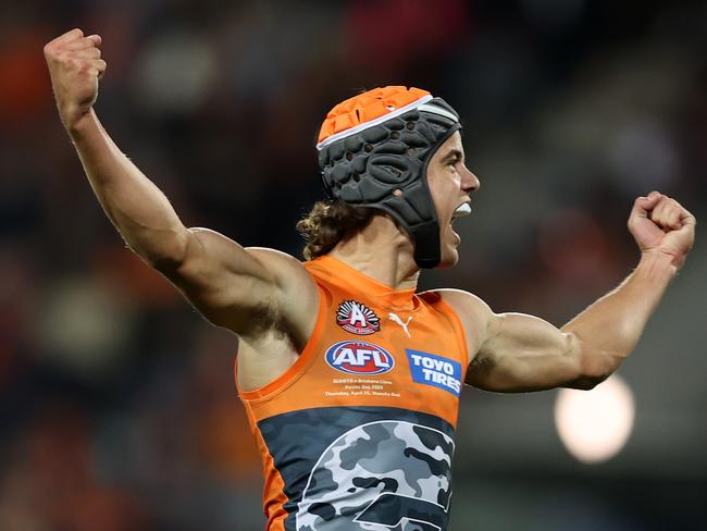 Darcy Jones kicked two on debut. (Photo by Jason McCawley/AFL Photos/via Getty Images )