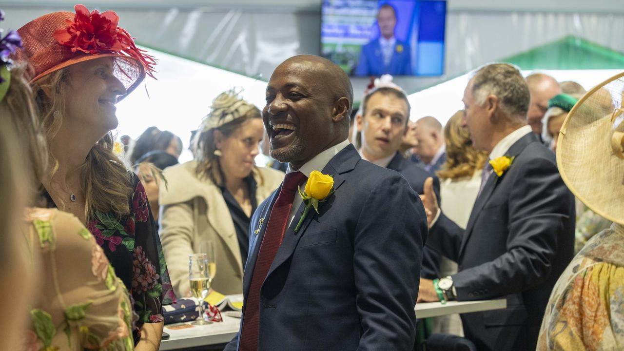 Cricket great Brian Lara in the TAB marquee in the Birdcage during 2022 Melbourne Cup Day at Flemington Racecourse on November 01, 2022 in Melbourne, Australia. (Photo by Wayne Taylor/Getty Images for VRC)