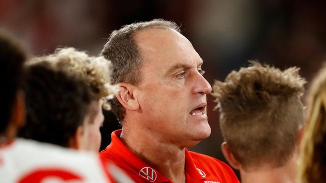 Swans coach John Longmire said there was no point talking to the umpires. Picture: Dylan Burns/AFL Photos via Getty Images