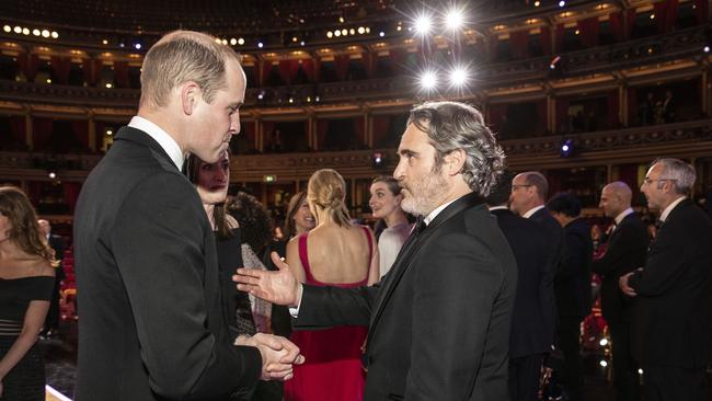 Prince William with Joaquin Phoenix at the BAFTAs.