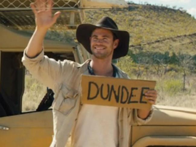 Chris Hemsworth also appeared in the Tourism Australia Dundee campaign. Could he play a younger Mick Dundee in a prequel? Picture: Dundee Movie