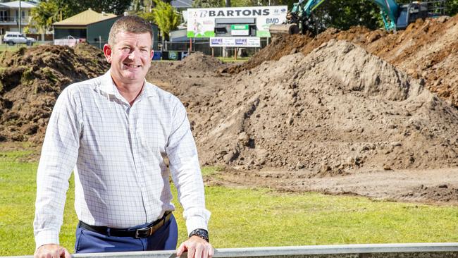 CEO of Wynnum Manly Leagues Club Craig Thomas with works as part of the club’s $10m revamp starting in the background. Picture: AAP/Richard Walker