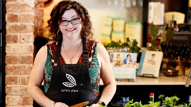 Julie Goodwin, MasterChef, prepares some recipes at Julie's Place, Cooking School, Gosford. Picture: Peter Clark