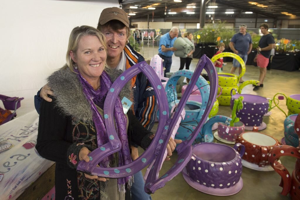 Owners of The Mad Hatters Tea Party Ray and Dee Finch with their display. Picture: Kevin Farmer