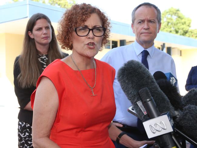 Shorten Election 2016- Labor candidate Cathy O'Toole and Opposition Leader Bill Shorten in Townsville visiting Heatley State Primary School on Day 2 of the Election Campaign . Picture kym Smith