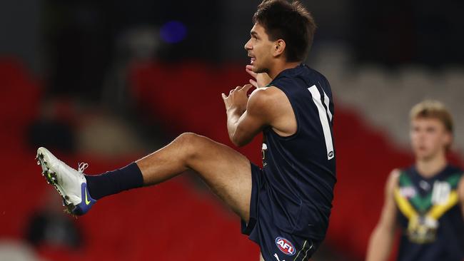 Orlando Turner in action for the AFL Academy team against Carlton’s VFL side this year. Picture: Michael Klein