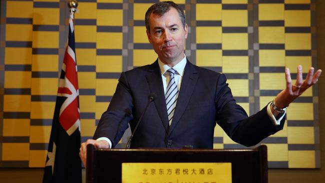 Justice Minister Michael Keenan met with China's Minister for Public Security, Mr Guo Shengkun in Beijing, China. Picture: Gary Ramage