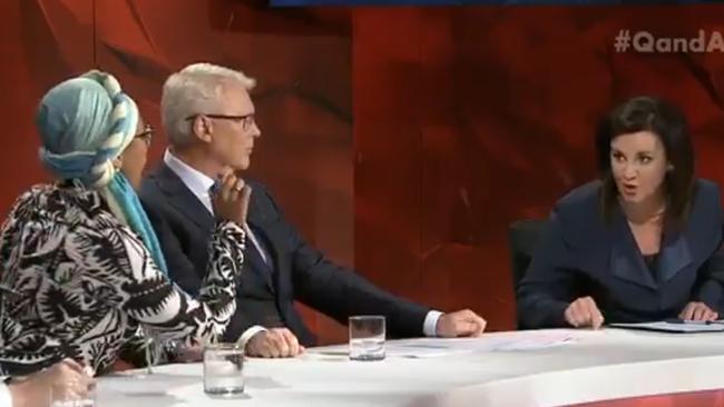 The Muslim engineer and Tasmanian senator repeatedly clashed throughout the show.