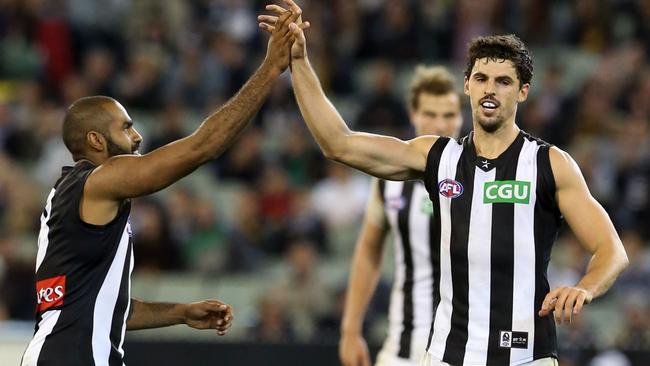 Heritier Lumumba and Scott Pendlebury played together for a decade. Picture: Alex Coppel