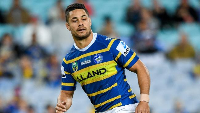 Jarryd Hayne of the Eels is seen during the Round 21 NRL match between the Parramatta Eels and the Gold Coast Titans at ANZ Stadium in Sydney, Saturday, August 4, 2018. (AAP Image/Brendan Esposito) NO ARCHIVING, EDITORIAL USE ONLY