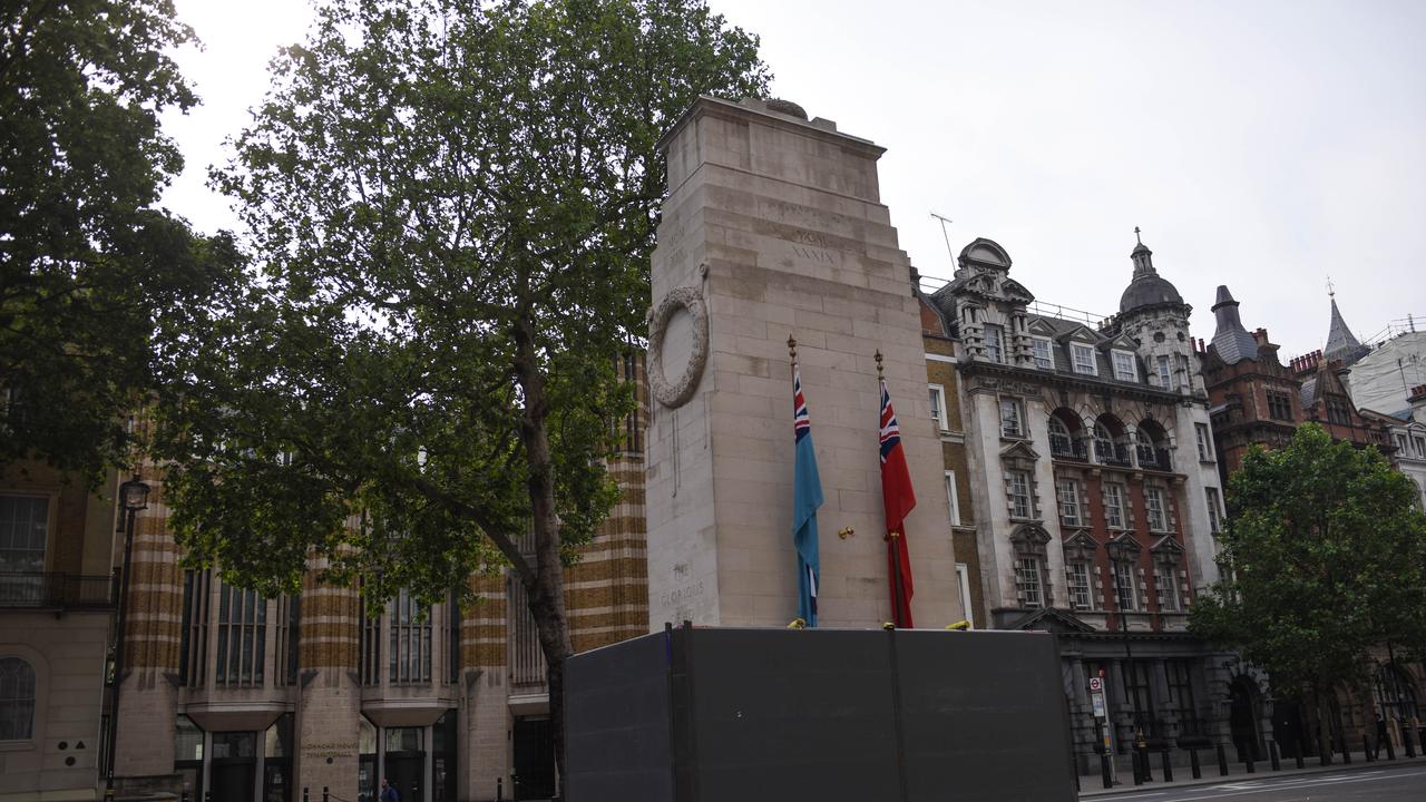 A protective barrier has also been installed around the bottom of the Cenotaph. Picture: Peter Summers/Getty Images