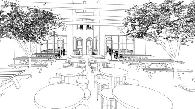 An artist’s impression of the venue’s proposed beer garden.