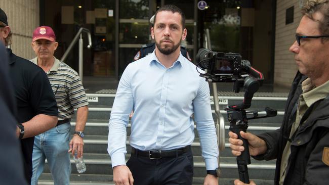 Former police officer Zachary Rolfe leaving the Alice Springs Local Court in November 2022. Picture: AAP.