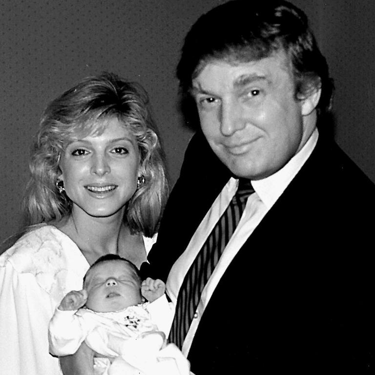 Donald Trump and Marla Maples with their newborn baby Tiffany in 1993. Picture: NY Daily News Archive via Getty Images