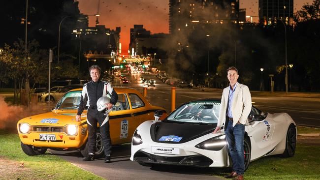 Dean Cook, Adelaide Rally participant, with Tim Possingham, event director of Shannons Adelaide Rally and Adelaide Motorsport Festival. Picture: Russell Millard