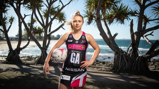 The Adelaide Thunderbirds young sensation Georgie Horjus at Alexandra Headlands , QLD . Picture: Brad Fleet