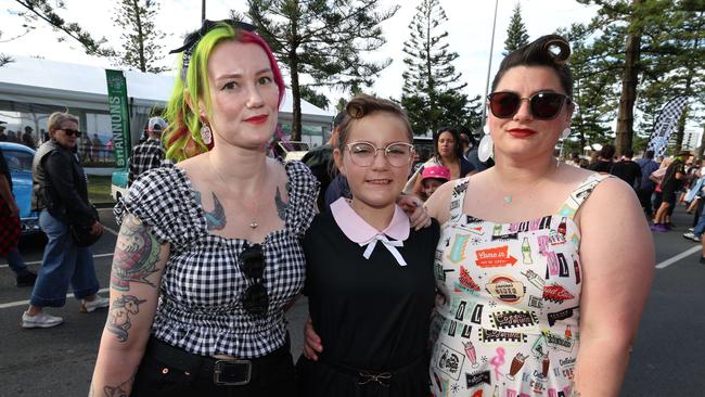 Courtney Newman, Penelope Kubel, 11, and Jayme Kubel at Cooly Rocks On festival. Picture: Annette Dew