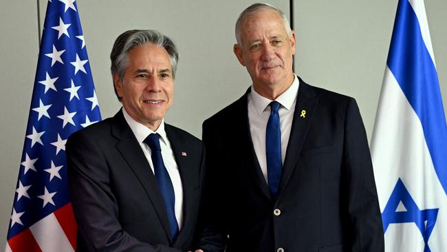 US Secretary of State Antony Blinken with Benny Gantz, a centrist former Israeli army chief who quit the war cabinet. Picture: US Embassy in Israel / AFP