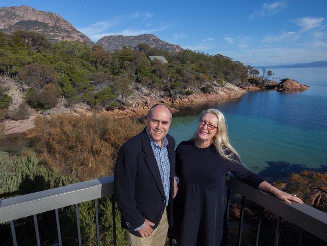 RACT’s Harvey Lennon with tourism developer Brett Torossi at Freycinet Lodge.