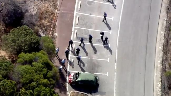 Police at the scene on Monday. Picture: 9 News