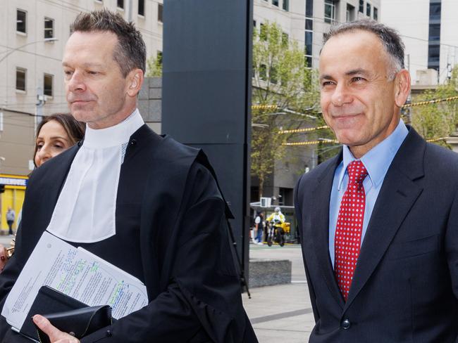 MELBOURNE, AUSTRALIA - Newswire Photos September 20, 2024: Victoria Liberal Leader John Pesutto arrives at the Melbourne federal court with his barrister Matthew Collins KC as his defamation battle continues with Moira Deeming. Picture: NewsWire / Aaron Francis