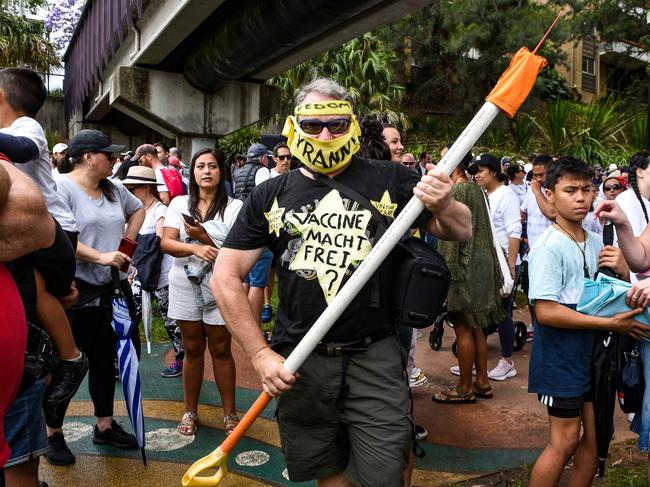 Health Minister Brad Hazzard said people attending anti-vaccine demonstrations were putting themselves in danger. Picture: NCA NewsWire / Flavio Brancaleone