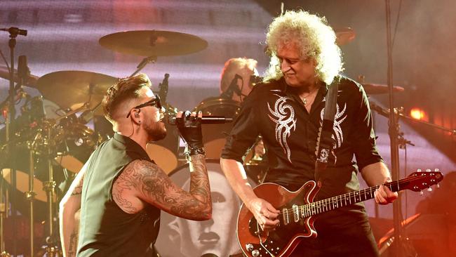 Queen and Adam Lambert perform at Rod Laver Arena in Melbourne. Picture: Tony Gough