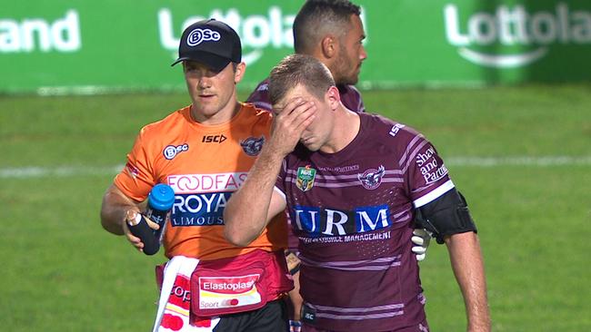 Lachlan Croker suffered a knee injury against the Knights.
