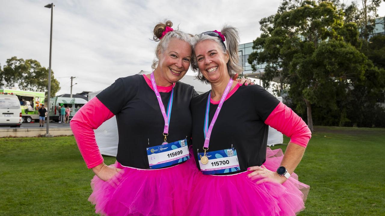 Becky Lockley and Kris Lockley participating in Mother's Day Classic 2025 at Bellerive Park. Picture: Caroline Tan