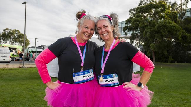 Becky Lockley and Kris Lockley participating in Mother's Day Classic 2025 at Bellerive Park. Picture: Caroline Tan
