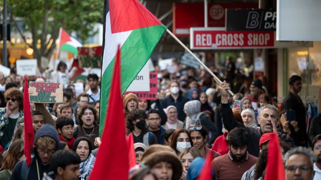 Supporters pictured at a pro-Palestine rally in Canberra on Friday evening. Picture: NCA NewsWire / Martin Ollman