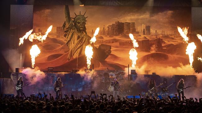 Iron Maiden performing on its world tour, titled The Future Past. Picture: Supplied