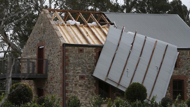 A roof blew off a property near Nairne. Picture: Simon Cross