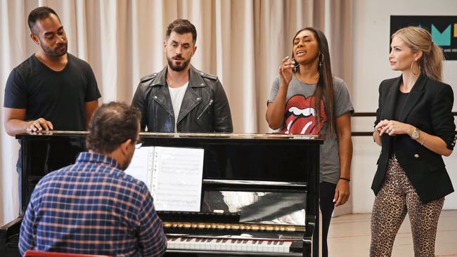 Rehearsing with the cast of Saturday Night Fever last month. (Picture: Sam Ruttyn)