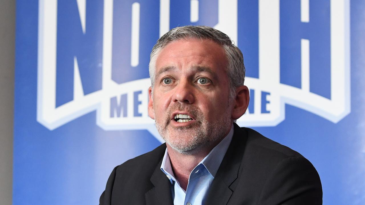 North Melbourne chairman Ben Buckley is a former teammate of Longmire. Picture: AAP